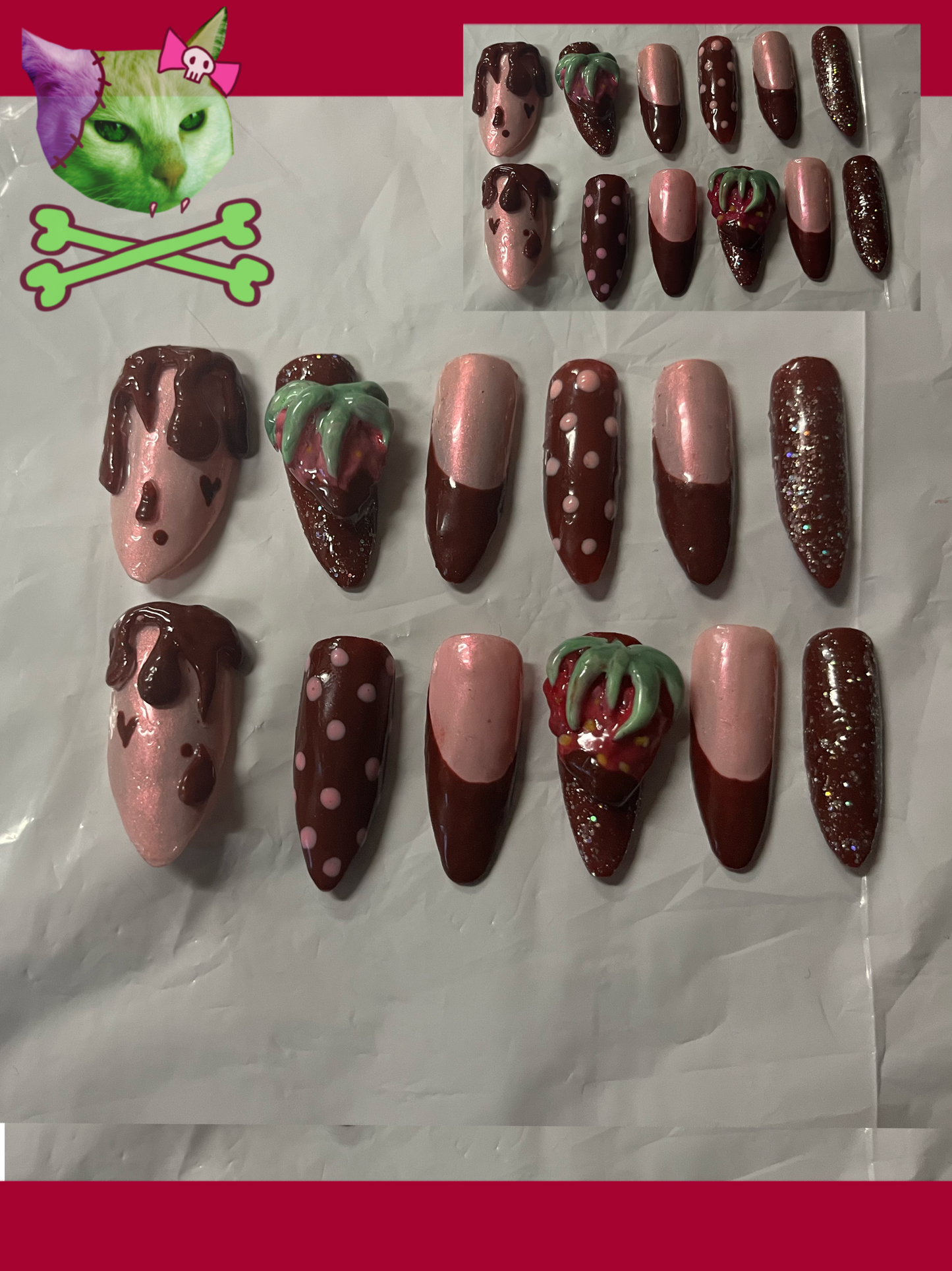 Choco Strawberry Nails ୨ৎ